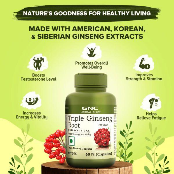 GNC Herbal Plus Triple Ginseng, 90caps