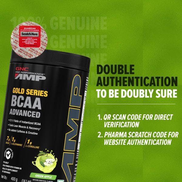 GNC AMP Gold Series BCAA Advanced (Green Apple), 400gm