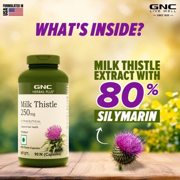 GNC Herbal Plus Milk Thistle, 90caps