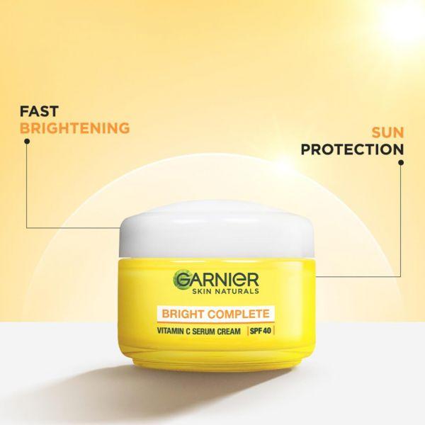 Garnier Skin Naturals Bright Complete Vitamin C Serum Cream with SPF40, 45gm