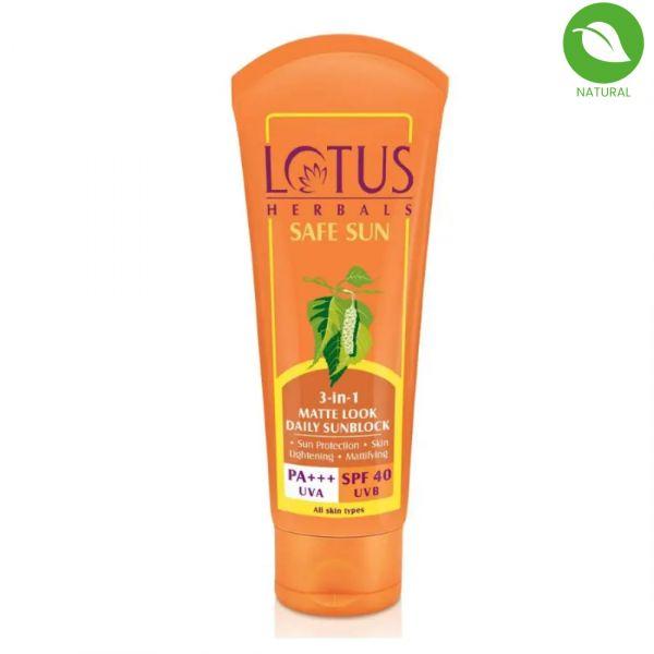 Lotus Herbals Safe Sun 3-In-1 Matte Look Daily Sunblock SPF 40,100gm