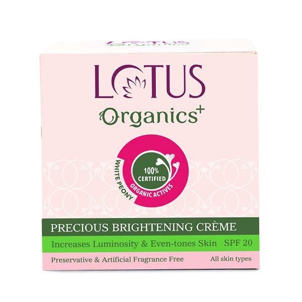 Lotus Organic Precious Brightening Creme SPF20, 50gm