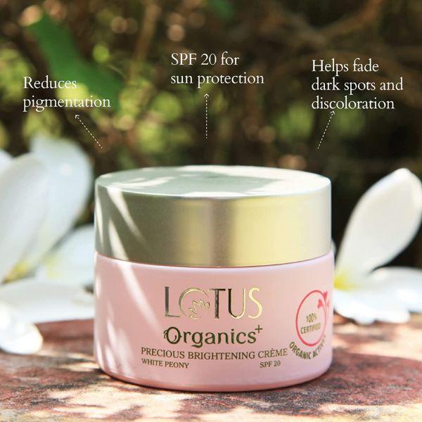 Lotus Organic Precious Brightening Creme SPF20, 50gm