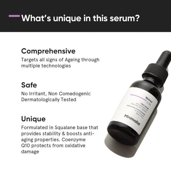 Minimalist 0.3% Retinol Face serum with Q10, 30ml