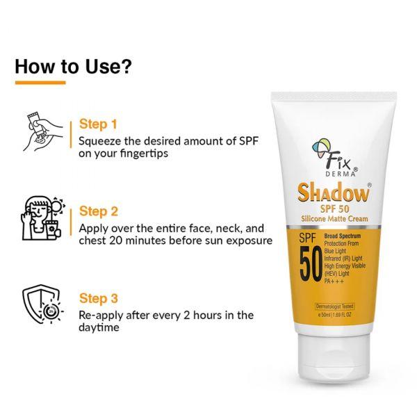 Fixderma Shadow SPF 50 Sunscreen Silicone Matte Cream, 50ml