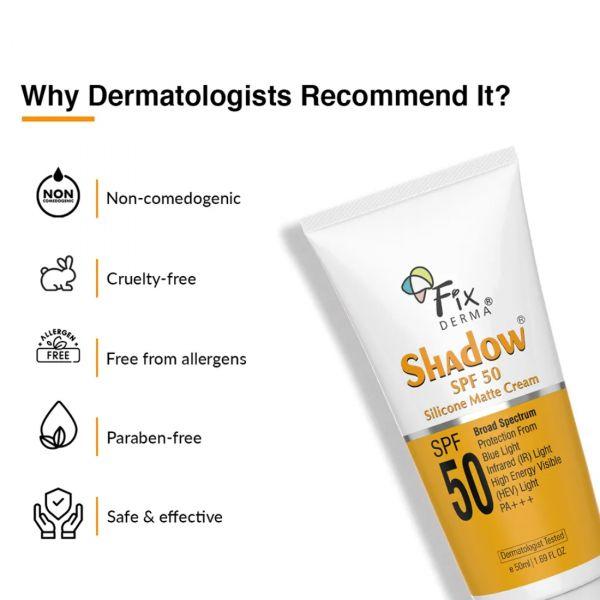 Fixderma Shadow SPF 50 Sunscreen Silicone Matte Cream, 50ml