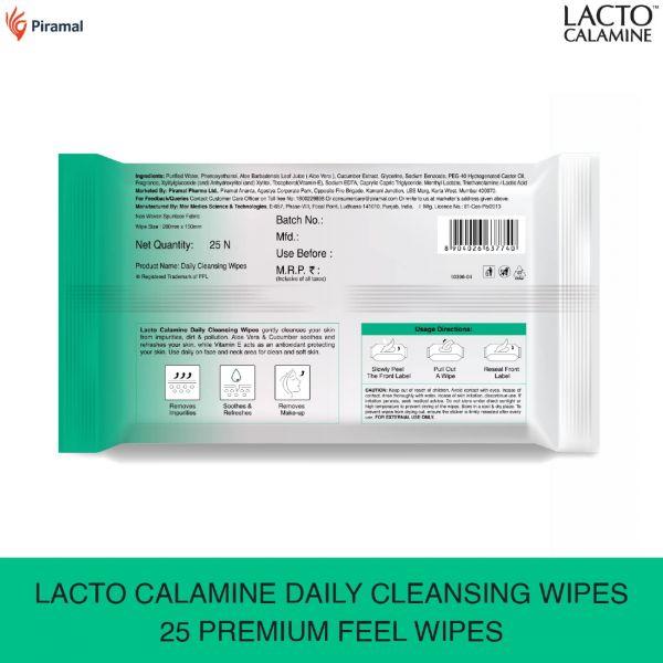 Lacto Calamine Daily Cleansing Wipes, 25pcs