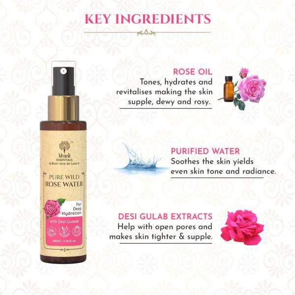 Khadi Essentials Pure Wild Rose Water, 100ml