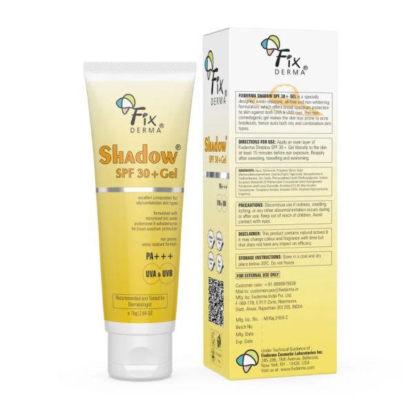 Fixderma Shadow Sunscreen SPF 30+ Gel, 75gm