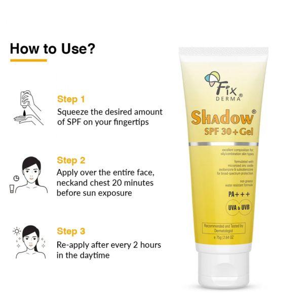 Fixderma Shadow Sunscreen SPF 30+ Gel, 75gm