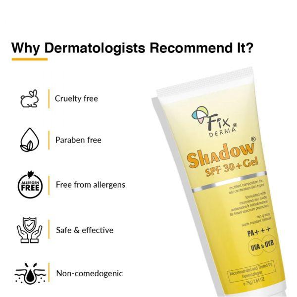 Fixderma Shadow Sunscreen SPF 30+ Gel, 75gm