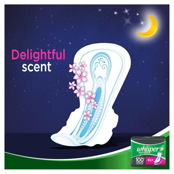 Whisper Ultra Overnight Sanitary Pads XL+ Wings, 30pcs