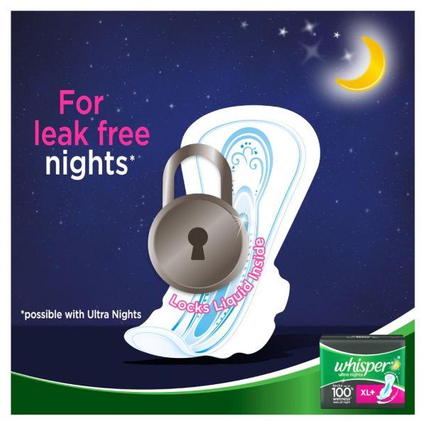 Whisper Ultra Overnight Sanitary Pads XL+ Wings, 30pcs