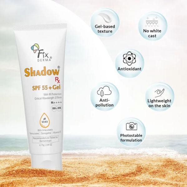 Fixderma Shadow Rx SPF 55+ Gel, 75gm