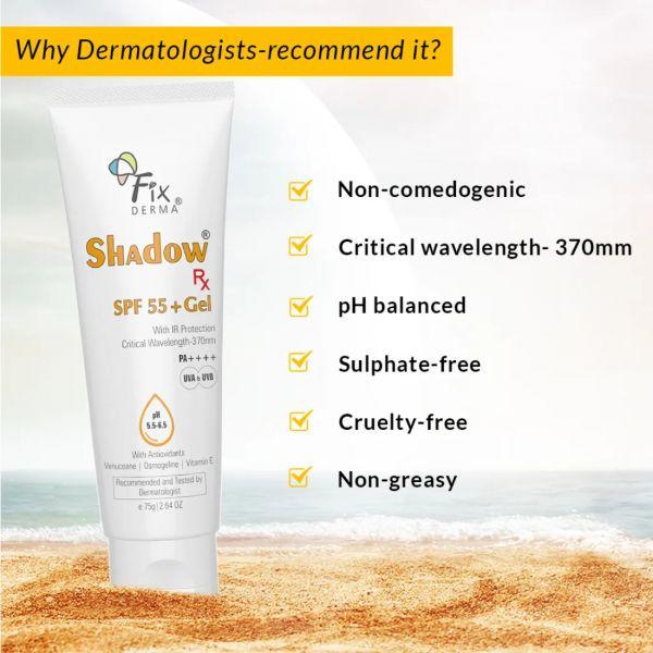 Fixderma Shadow Rx SPF 55+ Gel, 75gm