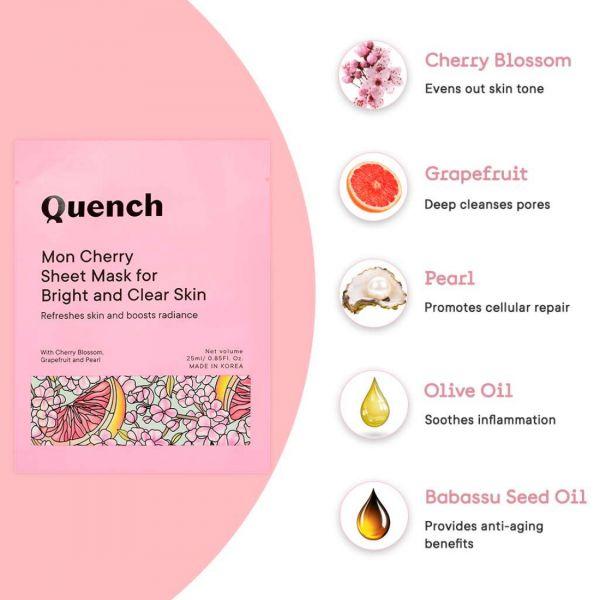 Quench Mon Cherry Sheet Mask for Bright and Clear Skin, 25ml