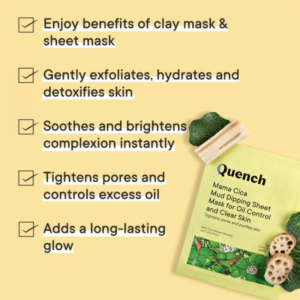 Quench Mama Cica Mud Dipping Sheet Mask for Oil Control and Clear Skin, 23ml