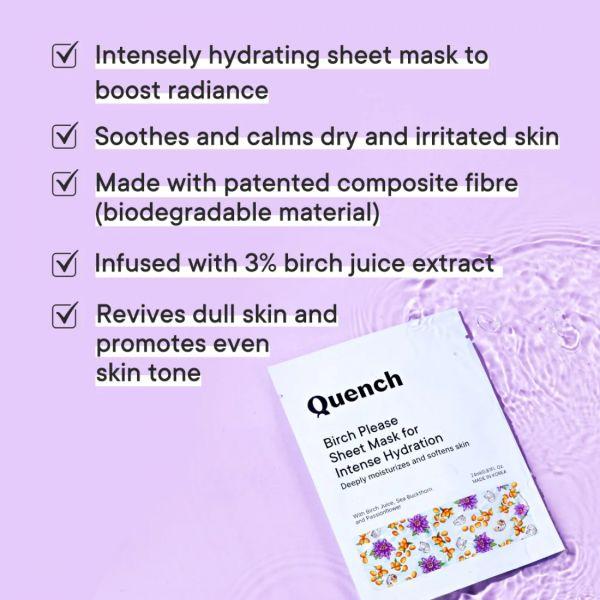 Quench Birch Please Sheet Mask for Intense Hydration, 24ml