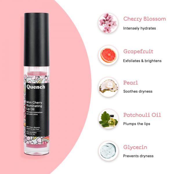 Quench Mon Cherry Illuminating Lip Oil, 5ml