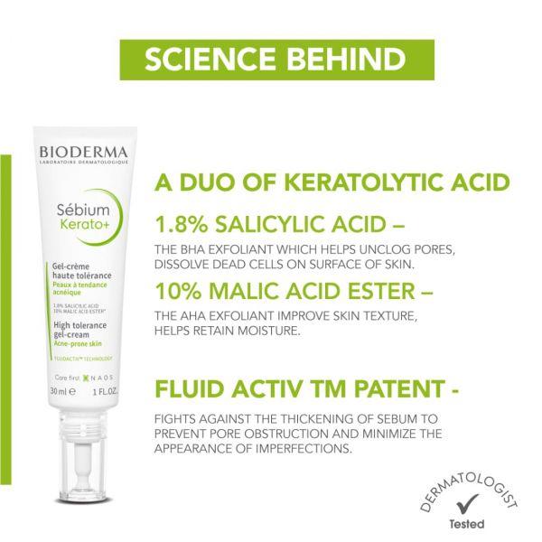 Bioderma Sebium Kerato+ Anti-Blemish Gel Cream, 30ml