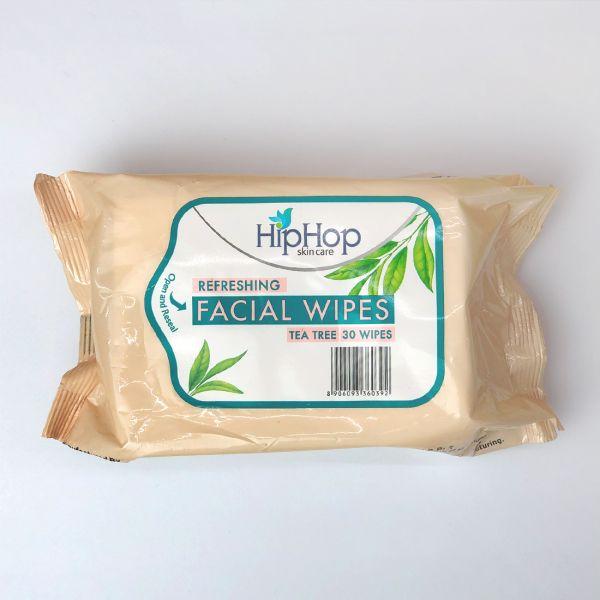 Hip Hop Refreshing Tea Tree Facial Wipes, 30pcs