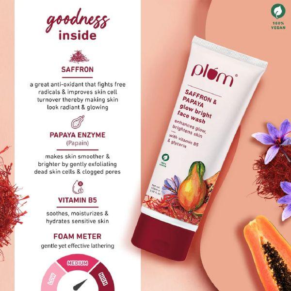 Plum Saffron & Papaya Glow Bright Face Wash, 100ml