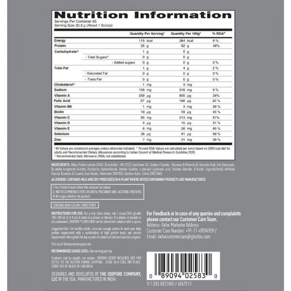 Isopure Low Carbs Cookies & Cream Flavour 4.40LB, 2kg