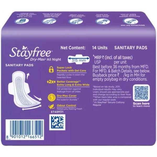 Stayfree Dry Max All Night Ultra Dry XXL, 14pcs