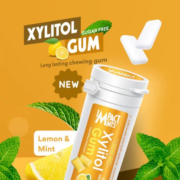 Impact Mints Sugar Free Xylitol Chewing Gum Lemon & Mint Flavour, 30gm