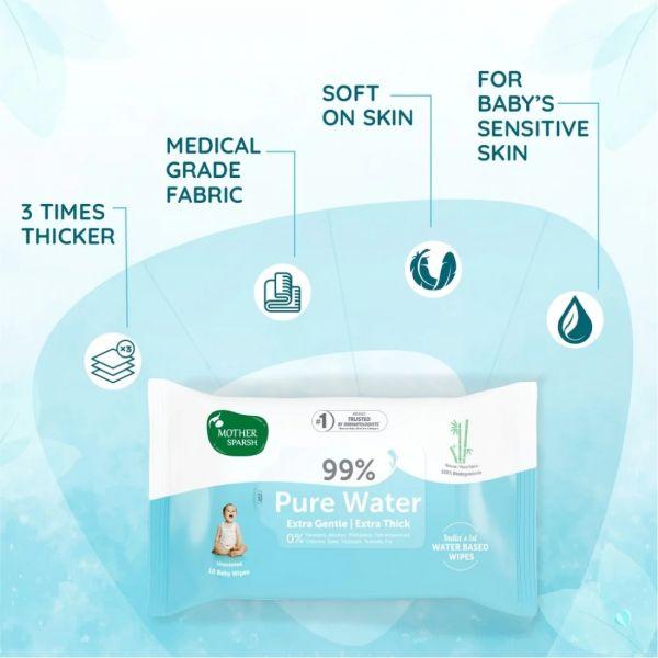 Mother Sparsh Pure Water Wipes, 10pcs