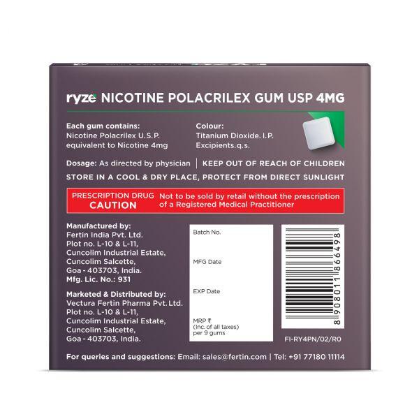 Ryze Nicotine Gums 4mg Royal Paan, 1pack