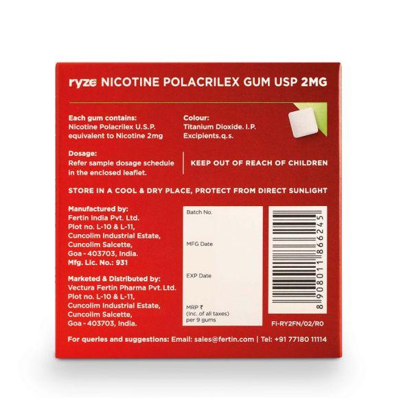 Ryze Nicotine Gums 2mg Fresh Fennel, 1pack