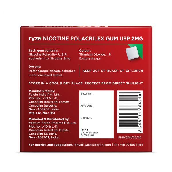 Ryze Nicotine Gums 2mg Royal Paan, 1pack