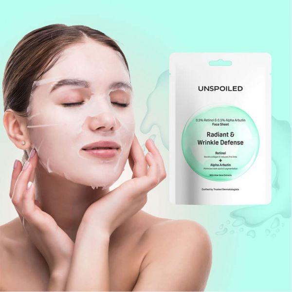 Unspoiled Radiant & Wrinkle Defence Face Sheet, 20gm