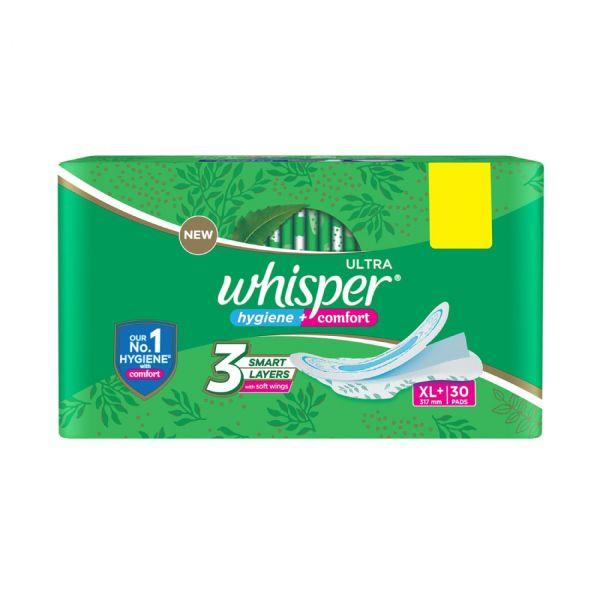 Whisper Ultra Clean Sanitary Pads Hygiene + Comfort, 30pcs