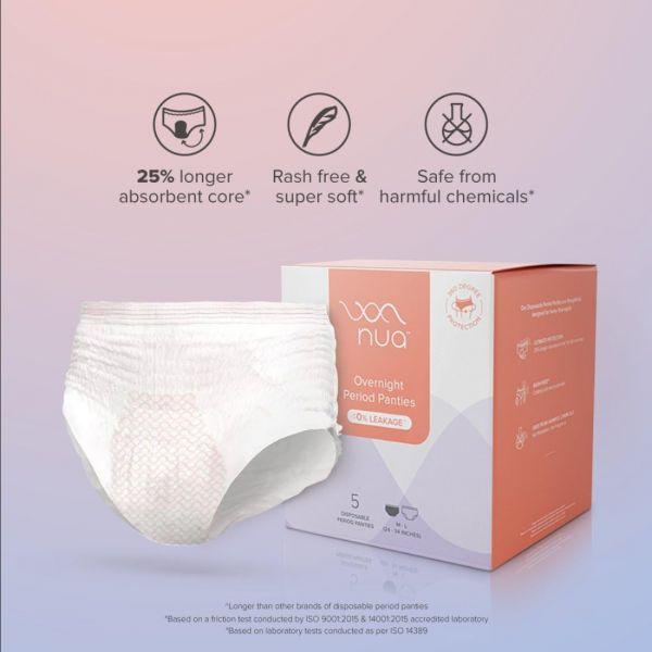 Nua Overnight Period Panties, 5disposable period panties