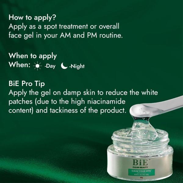 BiE Calm Your Zits Anti Acne Gel with Niacinamide, Salicylic Acid & Green Tea, 20gm