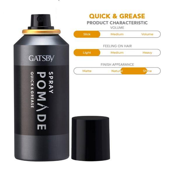 Gatsby Quick & Grease Spray Pomade, 150ml