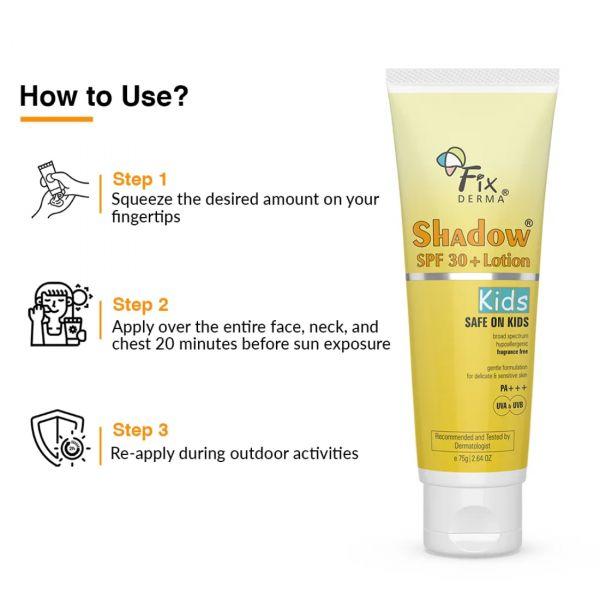 Fixderma Shadow Kids SPF 30+ Lotion Sunscreen For Kids, 75gm