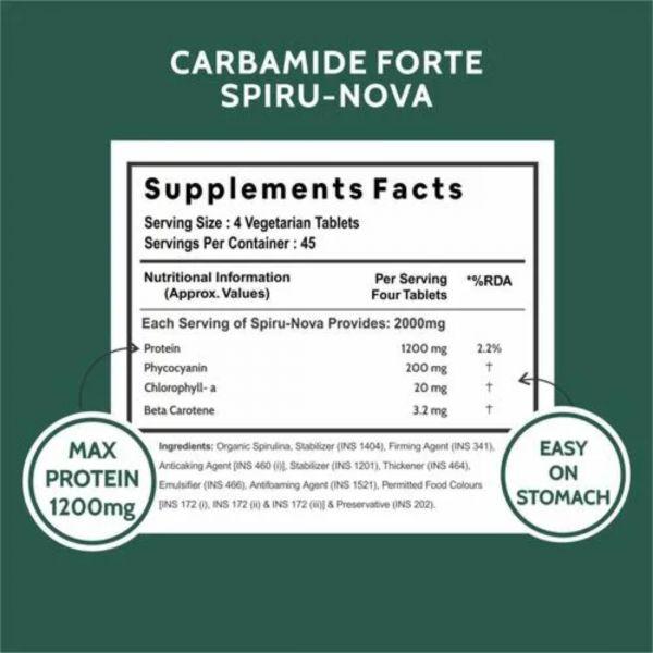 Carbamide Forte 100% Organic Spirulina 2000mg, 180tabs