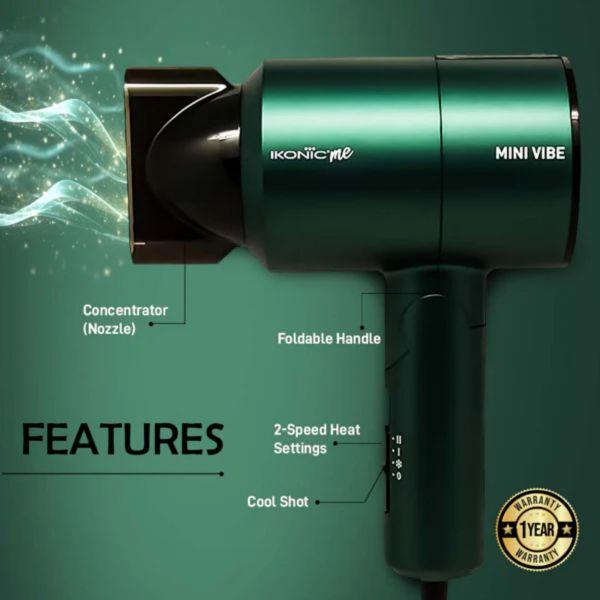 Ikonic Mini Vibe Hair Dryer (Emerald), 1pc