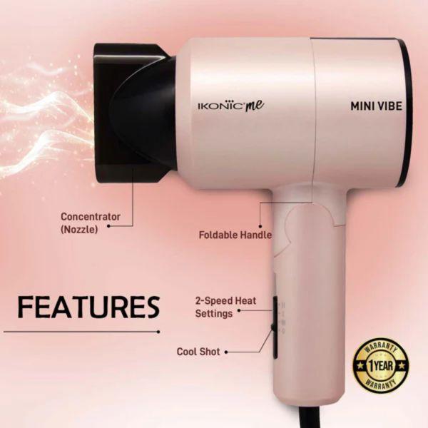 Ikonic Mini Vibe Hair Dryer (Pearl Pink), 1pc