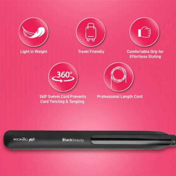 Ikonic Me-Black Beauty Hair Straightener, 1pc