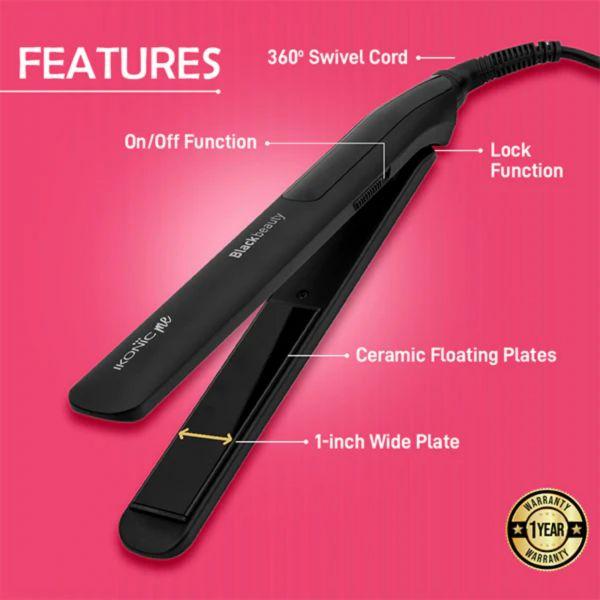 Ikonic Me-Black Beauty Hair Straightener, 1pc