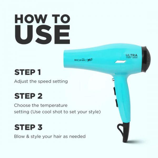 Ikonic Ultralight 2000 Hair Dryer (Teal), 1pc