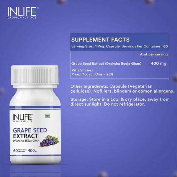 Inlife Grape Seed Extract, 60Caps