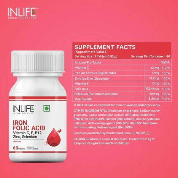 Inlife Iron Folic Acid, 60Tabs