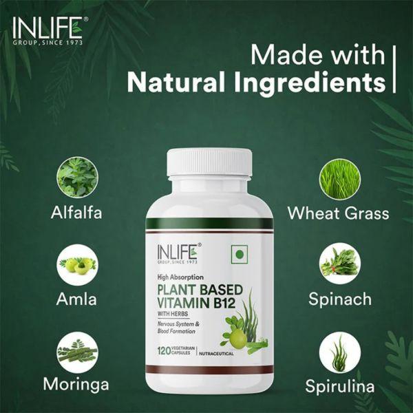 Inlife Plant Based Vitamin B12, 120Caps