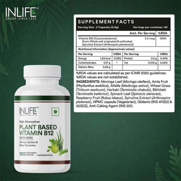 Inlife Plant Based Vitamin B12, 120Caps