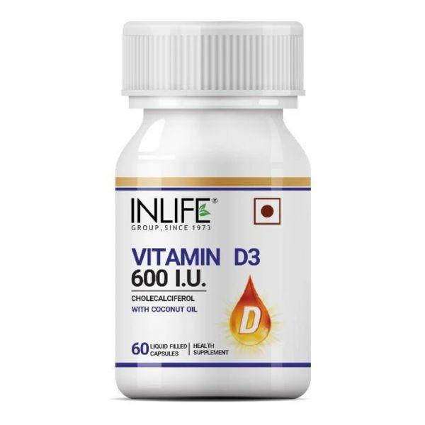 Inlife Vitamin D3 600 IU Cholecalciferol, 60Caps